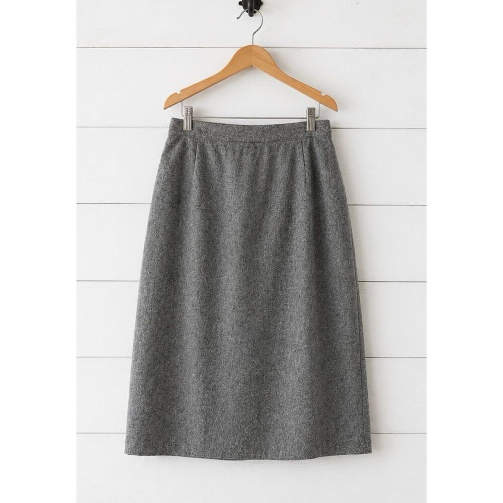Calvin Klein Collection grey 100% wool vintage pencil skirt size 8